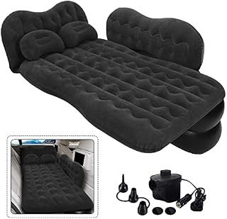 Grassman Inflatable Car Air Mattress, Portable Dirt-resiatant Car Travel Bed with Two Pillows, Universal SUV Extended Car Air Bedwith Air-Pump for Travel, Hiking, Trip and Other Outdoor Activities