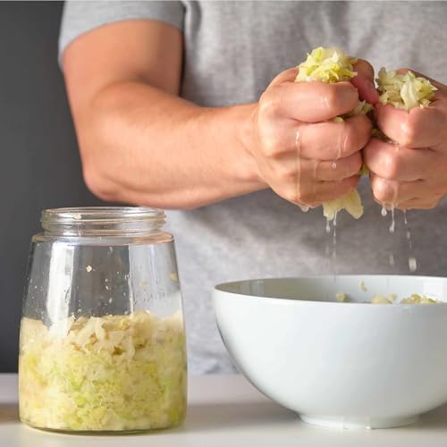HEFTMAN Gärglas mit Entlüftungsventil mit 1-Wege-Entlüftung - 1.4L 2er-Pack Lebensmittelecht Fermentierglas für Kefir, Kimchi, Sauerkraut, Sauerteigstarter, Overnight Oats - 2 Stück (Grün)