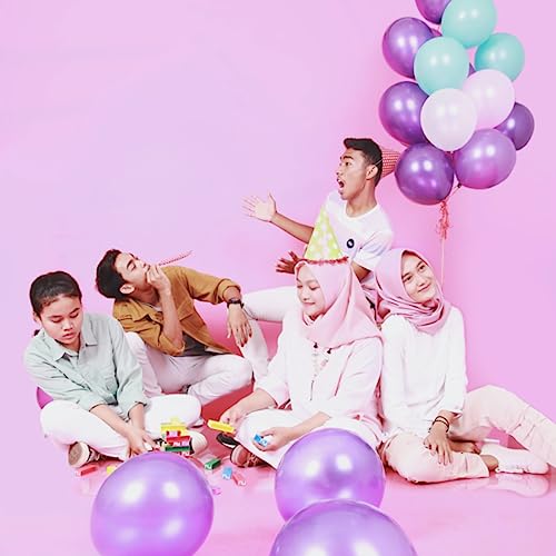 Image of 120 Pack Pearl Purple Balloons, Bright 12 inch Royal Purple Latex Party Balloons for Birthday Wedding Baby Shower Halloween.