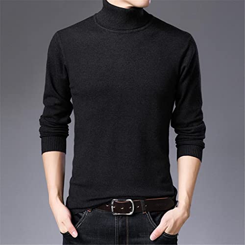 Pull col roulé chaud et épais YIOLEAMP bleu marine taille L anti-froid