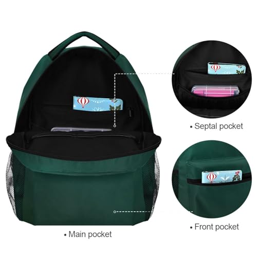 Sac à dos Hunter vert uni imperméable pour ordinateur avec de multiples poches - 7