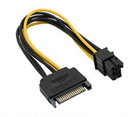 PrimeX PX-4582 15 Pin SATA to 6 Pin PCIe Ekran Kartı Güç Kablosu, SATA Erkek to PCI Express 6 Pin GPU Power Dönüştürücü Kablo, Anakart PSU VGA Güç Bağlantı Kablosu