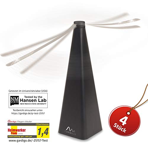 Gardigo 251574 - Lot de 4 Répulsif à Pales Multi-Insectes Mouches Moustiques Guêpes Moucherons | Extérieur & Intérieur | Testé et Certifié par l'Université d'État du Nouveau-Mexique