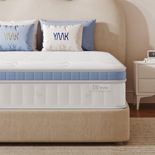 Image of Yaak Twin Mattress 12 Inch, Hybrid Mattress in a Box Twin Size, Individual Pocket Spring Single Bed with Breathable Memory Foam, Pressure Relief, Medium Firm for Teenagers and Kids