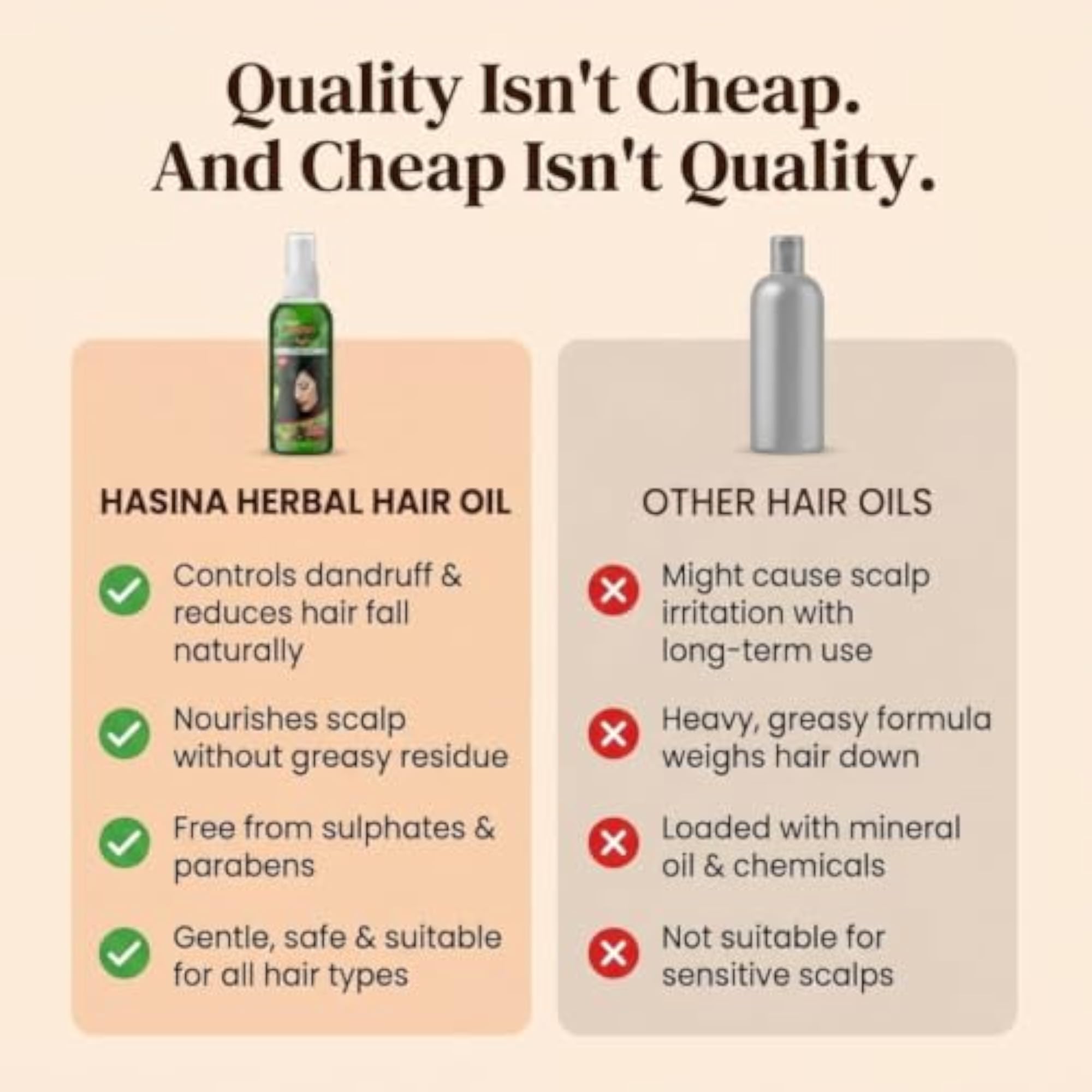 Hasina Herbal Hair Oil for Dandruff Control & Nourishment