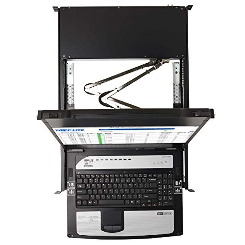 Image of Tripp Lite, NetDirector, 16-Port, DisplayPort, KVM, Switch, Console w / 17 in. LCD, Dual Rail, 1U Rack-Mount (B030-DP16-17D)