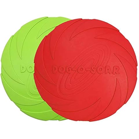 Vivifying Frisbee Hund, 2 Stück 18cm Hundefrisbee aus Natürlichem Kautschuk für Land und Wasser (Grün + Rot) Cover