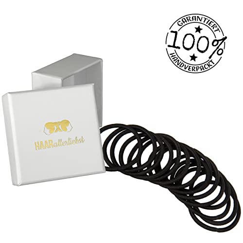 Haarallerliebst Women's Black Hair Scrunchies for Dark Hair (Pack of 20, 3.5 mm Thick) - Image 4