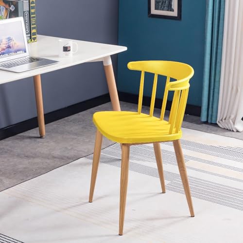 Image of Finch Fox Scandinavian Stylish & Modern Furniture Plastic Living Room Dining Chairs for Cafeteria Seating, Side, Kitchen, Restaurants, Hotels in Yellow Color (Set of 6)