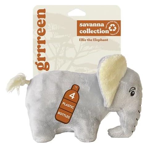 GRRREEN Savannah Collection Dog Toys | Medium Sized Ellie The Elephant | Cute, Durable, & Sustainable Plush Chew Toys for Dogs | Made from Eco Friendly & Recycled Materials | Go Green! Cover