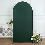 Tableclothsfactory 7ft Hunter Emerald Green Spandex Fit Round Top Backdrop Frame Stand Cover, 2-Sided Wedding Arch Cover