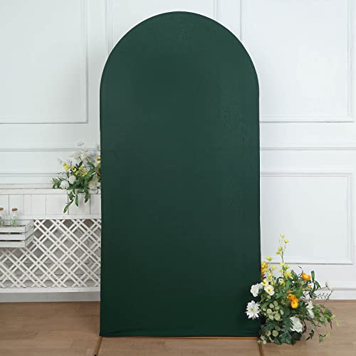 Tableclothsfactory 7ft Hunter Emerald Green Spandex Fit Round Top Backdrop Frame Stand Cover, 2-Sided Wedding Arch Cover