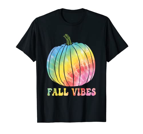 Fall Vibes Tie Dye Citrouille Léopard Thanksgiving Automne Automne T-Shirt