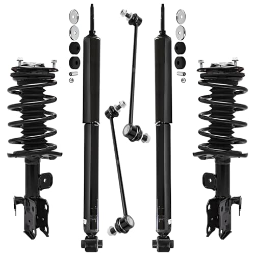 Image of Detroit Axle - Struts Shocks Kit for Toyota 2010-2015 Prius, Front Struts w /Coil Spring Sway Bar Links Rear Shock Absorbers 2011 2012 2013 2014 Replacement Suspension