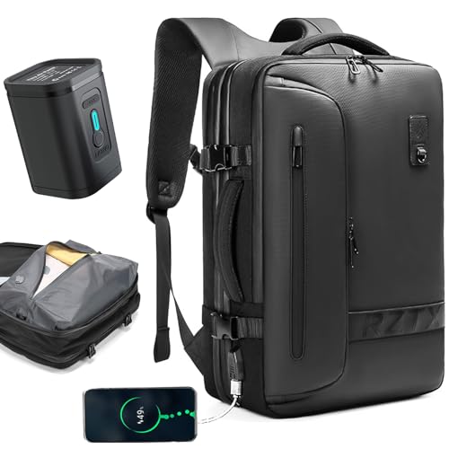 Quincry Vacpack Backpack, 16 Gallon Expandable Vacuum Backpack with Sealed Compression System for Travel, Airback Carry On (A-With Air Pump)