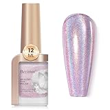 Bevimee Holographic Nail Polish 12ML Iridescent Chameleon Rainbow Effect Healthy Fast Drying Shimmer Glitter Nail Polish Light Purple Holo Laser Pearl Nail Polish Nail Art-No Require Cured 1PCS