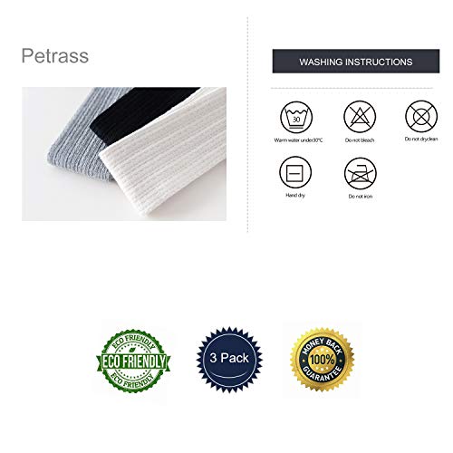 Petrass Girls Tights Toddler Cable Knit Cotton Footed Seamless Dance Ballet Baby Girls' Leggings 3 Pack Black/Ivory/Grey 5-6Y #TOP4