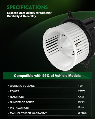 Image of HVAC Heater Blower Motor with Fan Cage for:-Chevy Silverado 1500 2007-2011 Silverado 2500 3500 Hd for:-GMC Sierra 1500 Acadia for:-Buick Enclave, 2007-2013 A /C Heater Blower Motor OE# 700236