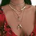 Produktbild Ushiny Fashion Layered Rose Blume Choker Halskette mit Mond Halsketten Anhänger Schmuck Kette für Frauen und Mädchen (Gold)