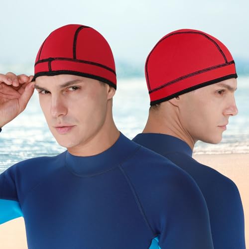 Image of DEHAI Neoprene Diving Hood Wetsuit Swimming Caps for Womens Mens Youth, 2mm 3mm Thermal Water Beanie Hat Keep Long Hair Dry for Curly Locs Braids