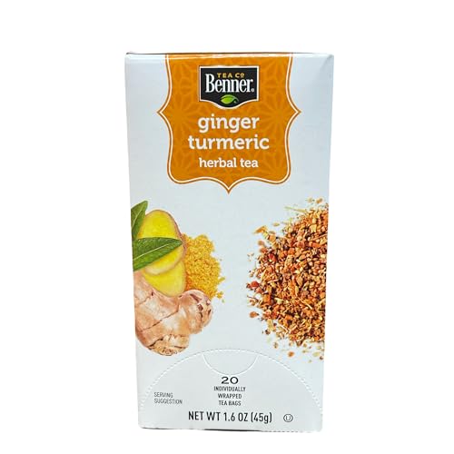 60 Ct of Ginger Turmeric Herbal Tea, 20 Individually Wrapped Bags, 1.6 oz (Pack of 3)
