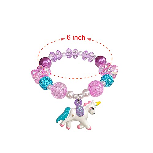Elemirsa 5Pcs Little Girl Bracelet Kids Unicorn Bracelets Girl Unicorn Party Favor Pretend Play Bracelet For Toddlers Teens Charm Bracelet Gift Box #TOP4