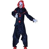 Haunted Hill Farm Life-Size 5.1-Ft Talking Clown Halloween Animatronic with Touch Activated Lights and Sound, Indoor or Covered Outdoor Scary Halloween Decorations, Battery Operated Fright Props