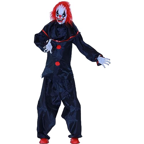 Haunted Hill Farm Life-Size 5.1-Ft Talking Clown Halloween Animatronic with