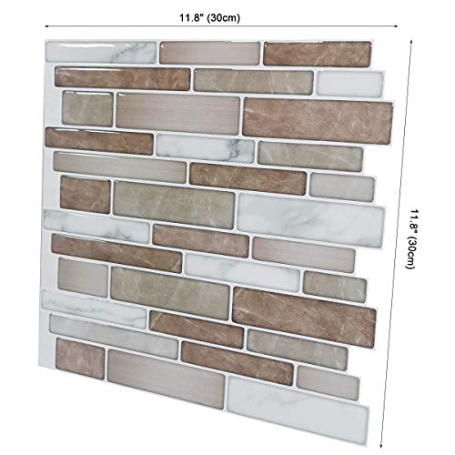Art3d 10-Sheet Premium Stick On Kitchen Backsplash Tiles, 12