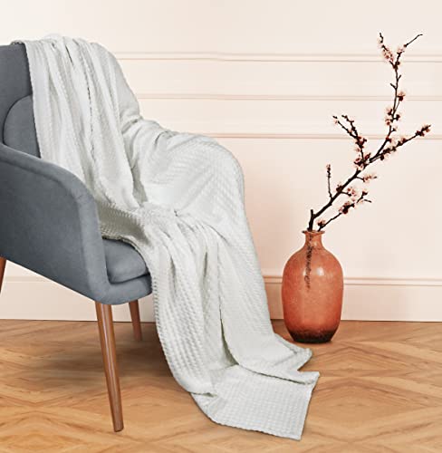 Utopia Bedding Cotton Waffle Blanket 300 Gsm (White - 90X90 Inches) Soft Lightweight Breathable Bed Blanket Queen Size Layering Any Bed For All Season #TOP4