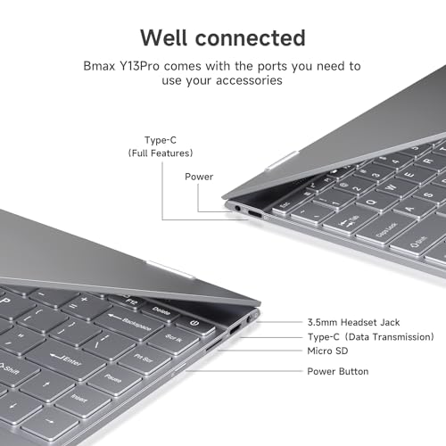 Bmax 2 In 1 Touchscreen Laptop, 13.3 Inch Fhd Ips Touch Display, Intel 12Th Gen N100 Processor(Up To 3.4Ghz), 16Gb Ddr5 Ram 512Gb Ssd, Backlit Keyboard thumb #7