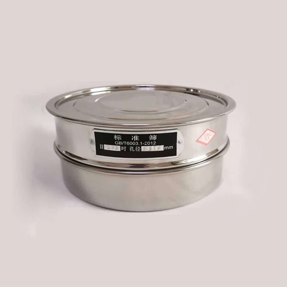 Tamiz de Prueba estándar Laboratorio, galvanizado, 20 cm, con Tapa y Fondo, Mallas Varios tamaños(500 Mesh(0.0308mm))