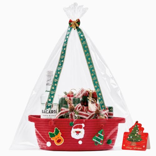 Christmas Gift Baskets Empty, Woven Rope Small Christmas Baskets for Gifts