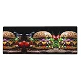 WBQLSL Alfombrilla para mouse y teclado con estampado de hamburguesa (11.8 x 31.5 pulgadas), perfecta para juegos y oficina