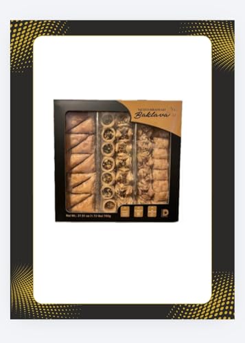 MEDITERRANEAN BAKLAVA with HONEY GIFT BOX MIDDLE EASTERN SNACKS 1.7LB HANDMADE NO ARTIFICIAL FLAVORS PISTACHIO WALNUTS CESHEW KOSHER PASTRY DESSERT