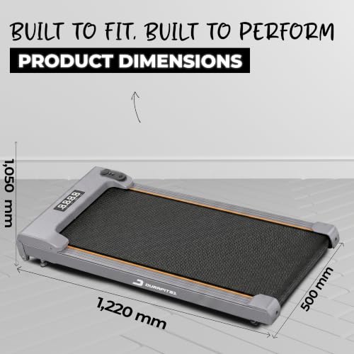 Image of Durafit91 Dash Lite 2.5HP Peak BLDC Motor Walkpad Treadmill with Remote Control | 100 kg User Capacity Walking Pad| 8km /h Max Speed | LED Display with Under-Desk Design | Home Use |Grey