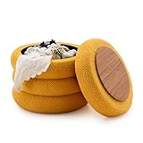 Wimarsbon Round Storage Ottoman, Modern Sherpa Footstool, Teddy Vanity Stool with Flip-Top Tray, Makeup Chair for Home Decor, Upholstered Footrest for Living Room & Bedroom (Yellow)