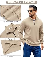 COOFANDY Mens 1/4 Zip Pullover Sweatshirt Long Sleeve Mock Neck Sweater — image 7