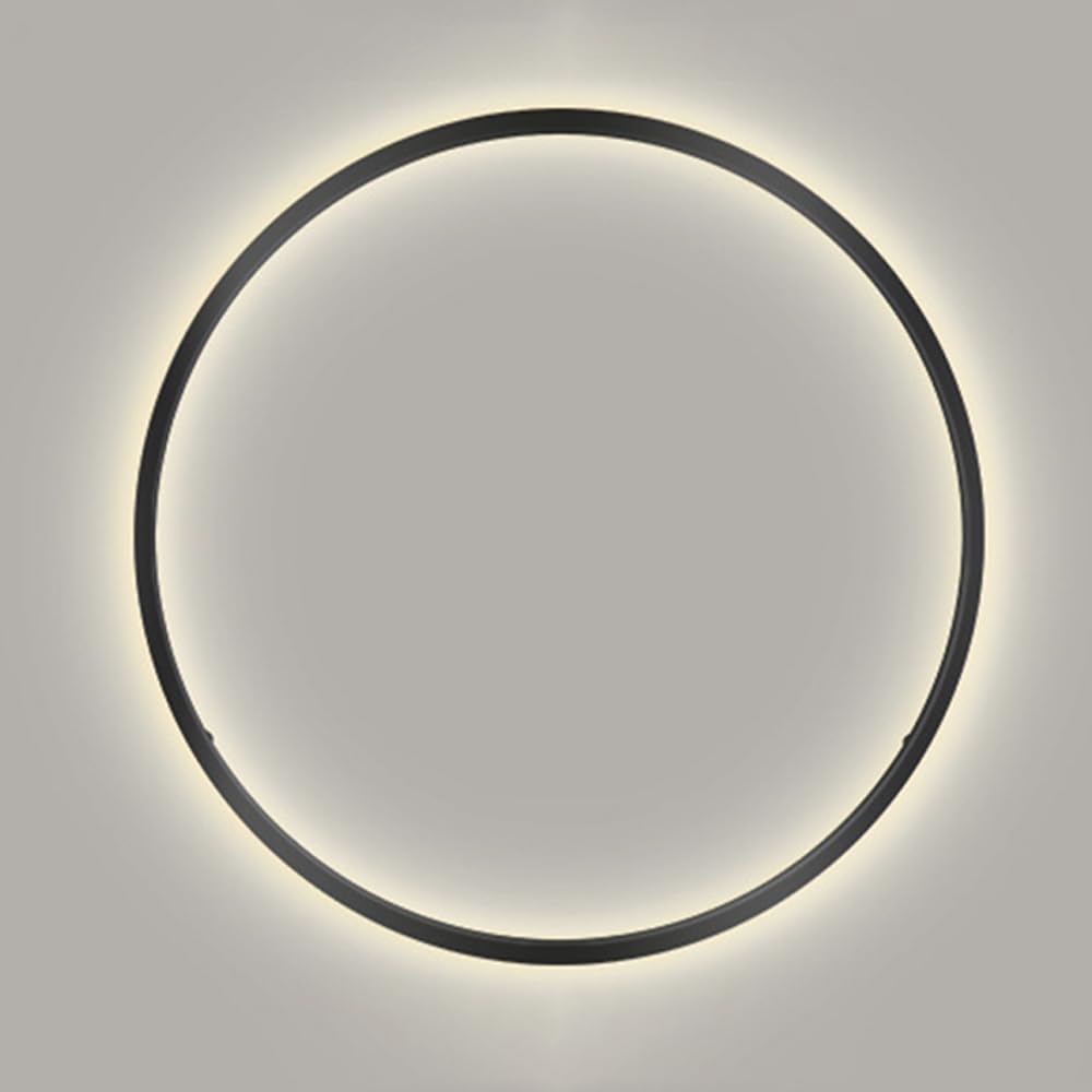 FZQSXAZU Modern Minimalist LED Wall Lamp, Ultra-Slim Black Ring Sconce with White Acrylic e - Customizable Background Lighting Fixture for Home Decor