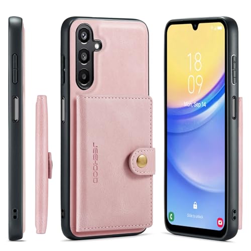 Samsung Galaxy A15 �P�[�X�E�H���b�g�A�N���W�b�g�J�[�h�z���_�[�t���A�}�O�l�b�g�� 2-IN-1 ���O���\�P�[�X�ASamsung Galaxy A15 �p�L�b�N�X�^���h�E�H���b�g�P�[�X�ϏՌ��J�o�[�ɑΉ�(Pink)