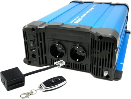 SOLARTRONICS FS1500DR Spannungswandler 24V 230V 1500 Watt - Reiner Sinus Wechselrichter 24V auf 230V für Wohnwagen & Wohnmobil - 3000W Spitzenleistung - mit Schuko, USB Anschluss & Fernbedienung