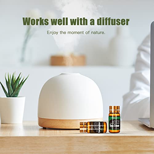 Essential Oils Set- 6 Aromatherapy Oils -Perfect For Diffuser, Humidifier,Aromatherapy, Candle Making, Massage-Peppermint, Tea Tree, Lavender, Eucalyptus, Lemongrass, Sweet Orange（5Ml） #TOP3