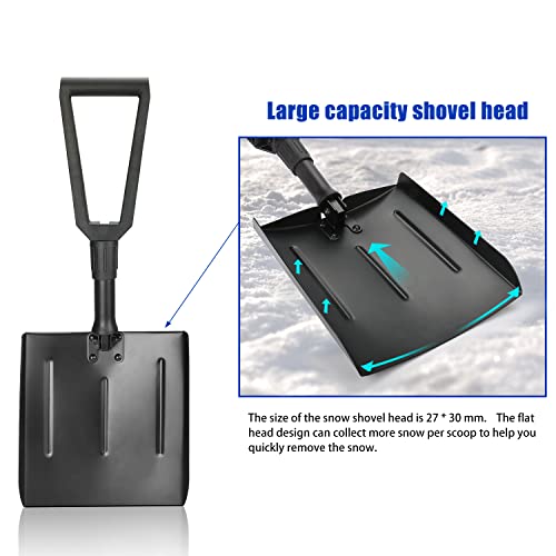 Profiwoab Klappspaten,Schneeschaufel,Leichte Tragbare Schneeschaufel Aus Aluminium,Mit Tragetasche Snow Shove Für Auffahrt,Outdoor, Camping, Survival, Garten Etc