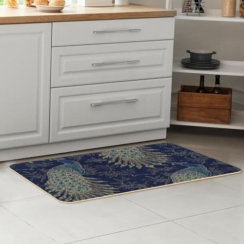 Lot de 2 tapis de cuisine paons antidérapant absorbant lavable - 7