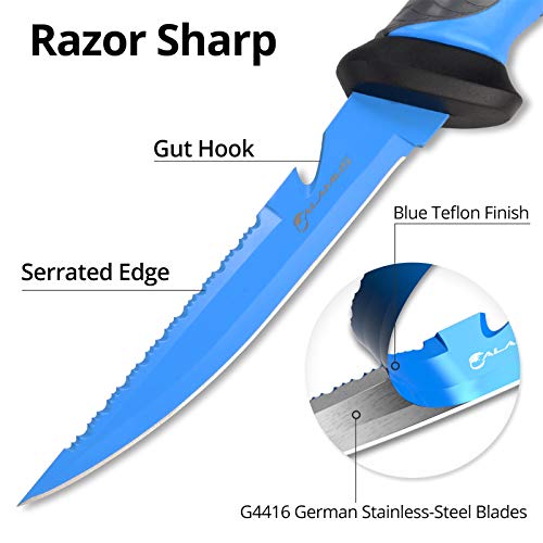 Calamus Bait Knives, German G4116 Stainless-Steel Blades With Corrosion Resistant Coating, Non-Slip Handles, Protective Nylon Sheath, Perfect For Fresh Or Saltwater #TOP2