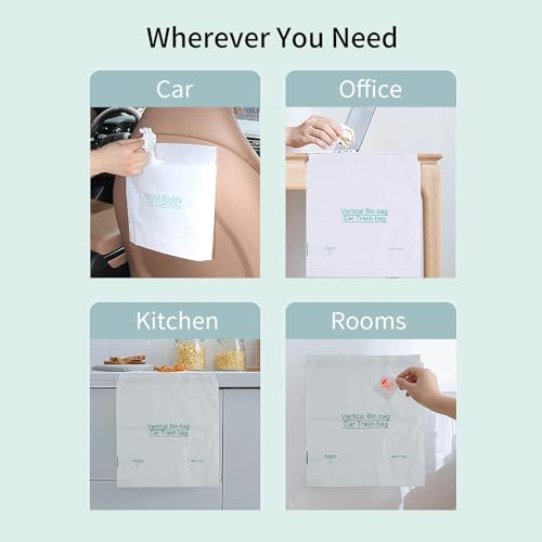 Image of 50pcs Car Trash Bags，Disposable Car Garbage Bags, Portable Waterproof Leak Proof Barf Vomit Bags, Easy Stick-On and Self-standing Cleaning Bags for Cars, Bedrooms, Bathrooms, Offices, Kitchens