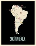 Map of South America – South America Minimalist Map Poster ( Black)– South America Map Abstract Wall