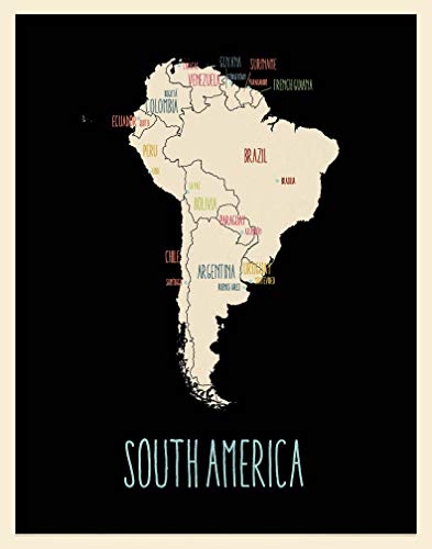 Map Of South America – South America Minimalist Map Poster ( Black)– South America Map Abstract Wall Art Print (11” X 14”) For Home Decor, Suitable For Any Room, Bedroom, Living Room And Office #TOP13