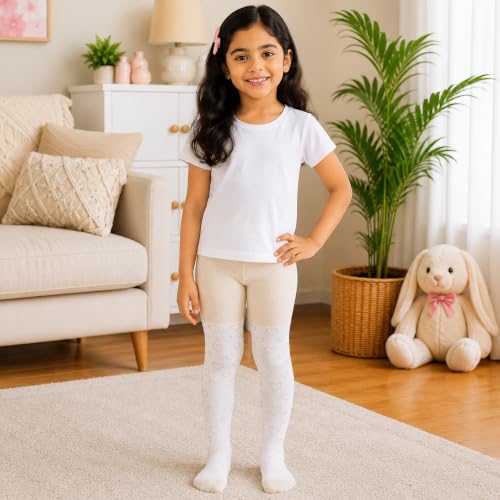 Image of THE LITTLE LOOKERS Baby Tights Thick Toddler Baby Girl Seamless Knit Leggings Thick Solid Cotton Stockings Footed Pants Pantyhose for Years Baby