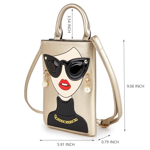 Women Novelty Lady Face Shoulder Bags Funky PU Leather Top Handle Satchel Handbags Clutch Purse for Women4